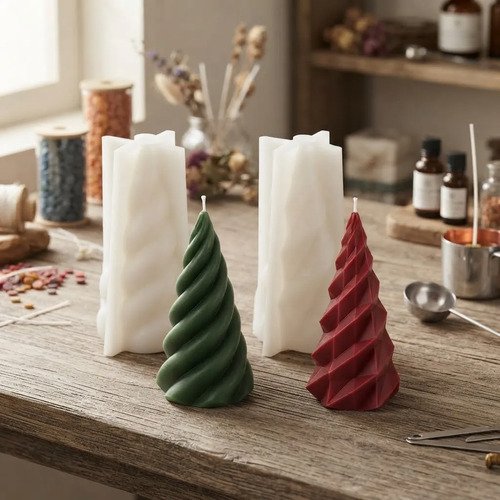 Molde de silicón pino navideño para velas