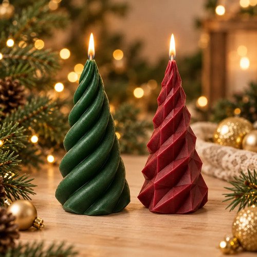 Molde de silicón pino navideño para velas